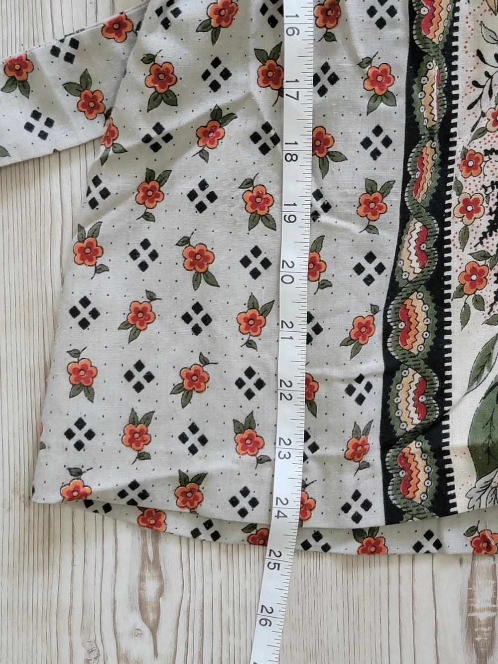Vintage Cream Floral Tie-Waist Boho Peasant Blouse Kimono Medium Cottagecore